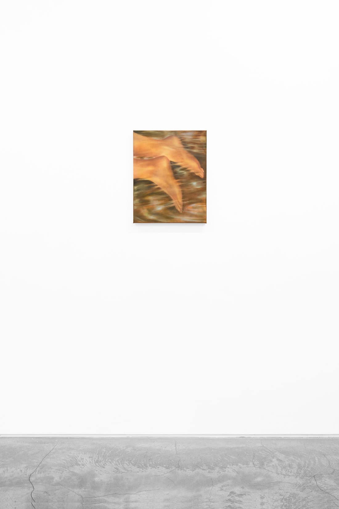 Painting of feet kicking beneath the surface of water.
