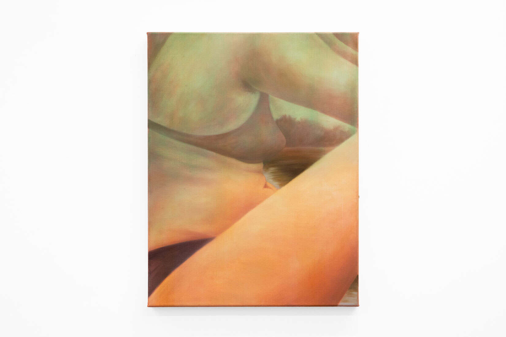 Painting of a person in a bikini sitting down.