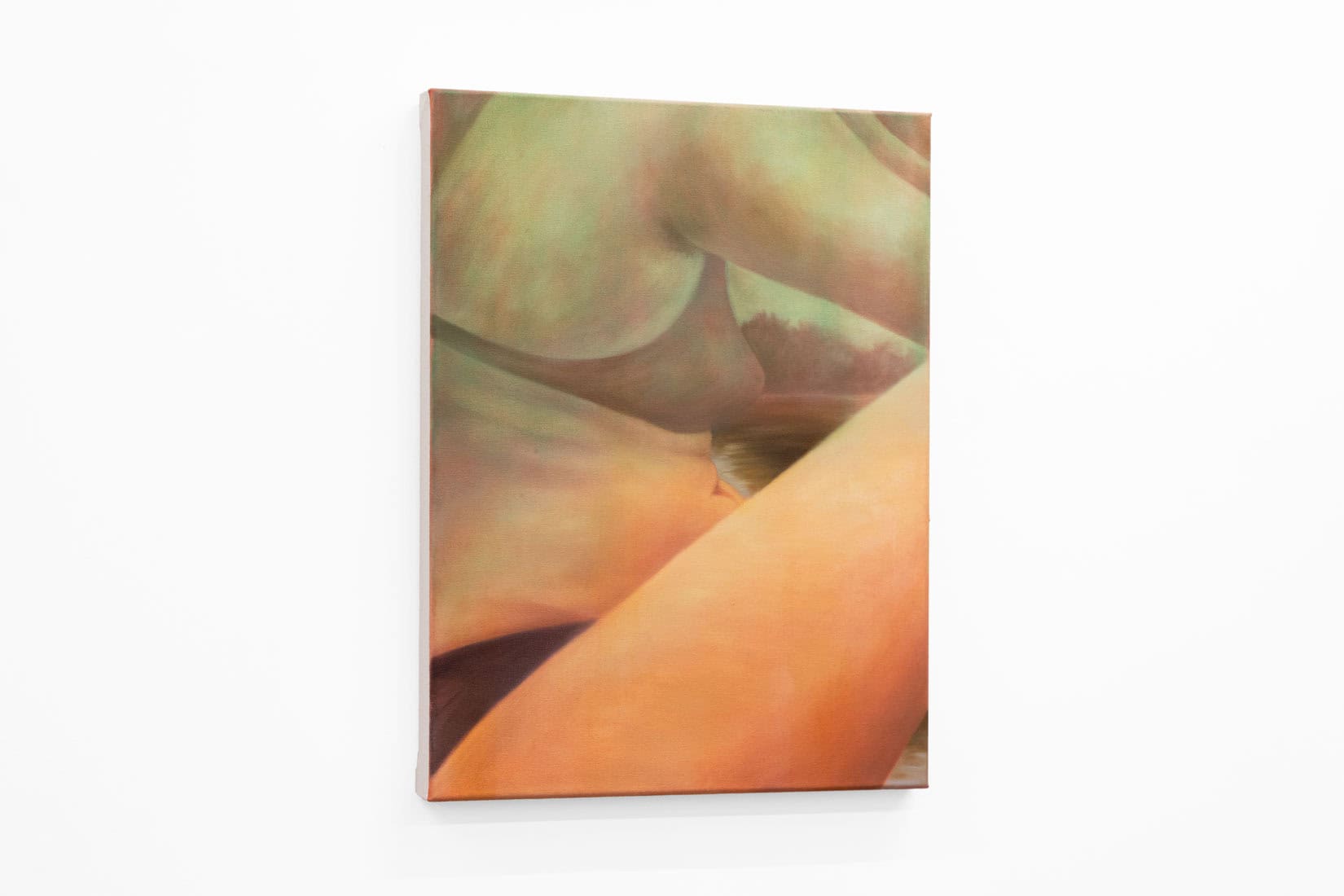 Painting of a person in a bikini sitting down.
