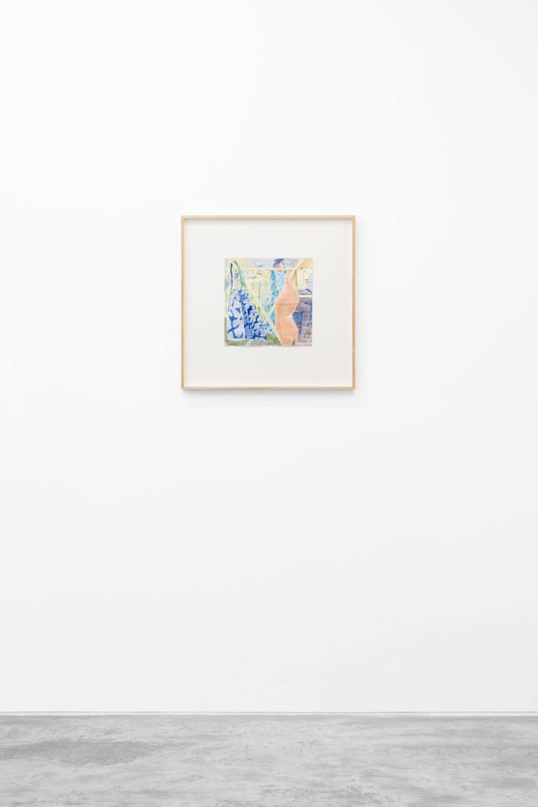 Watercolour painting of a person hanging laundry.
